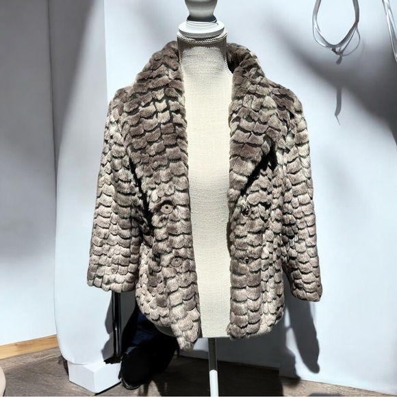 🌻Nic + Zoe Fancy Fluffy Faux Fur Collared Jacket Size Medium - Picture 6 of 13